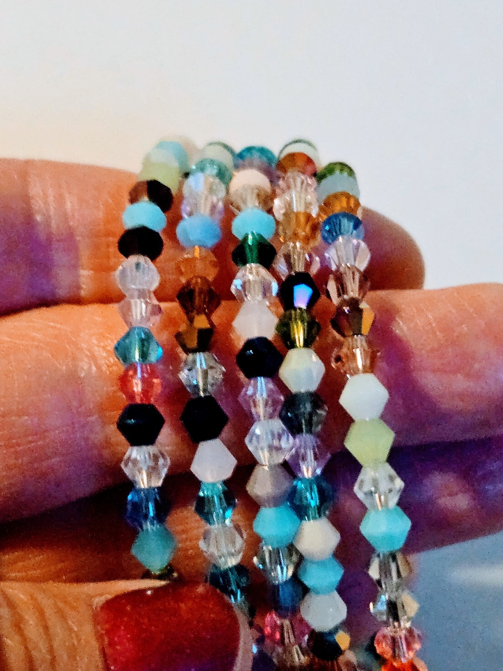 Multicolor Faceted Glass Bead Stretch Bracelet Set